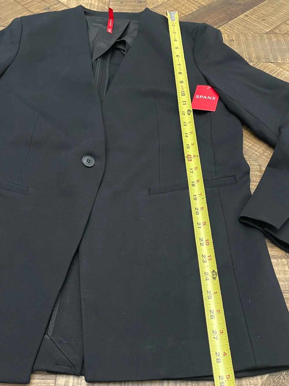 the Spanx Perfect Collarless Blazer in Classic Black. - Picture 7 of 10